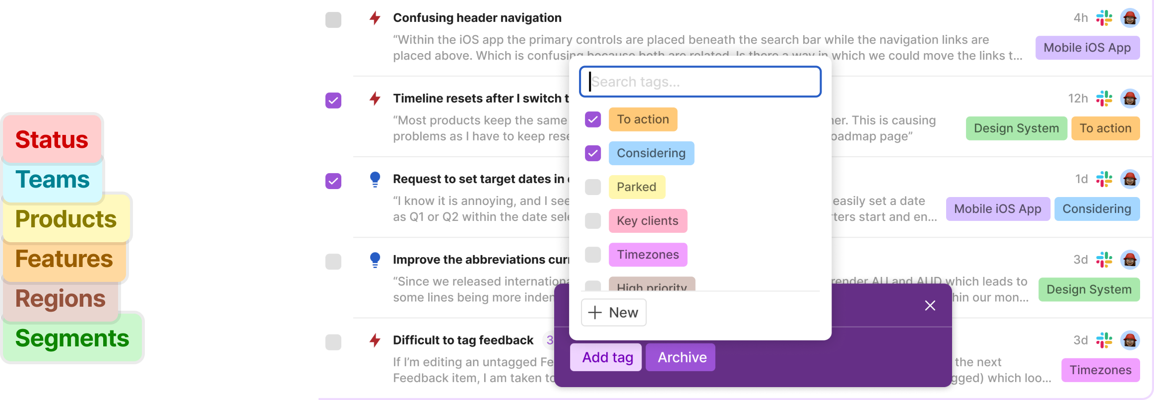 Tag feedback